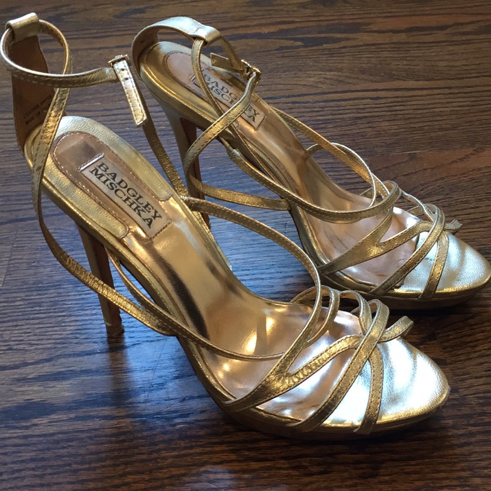 Badgley Mischka Gold Heels